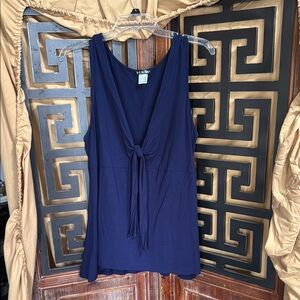 VENUS Blue Tie Front Sleeveless Tank Top